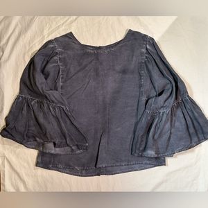 Grey Hollister Bell Sleeve Blouse with Button Up Back